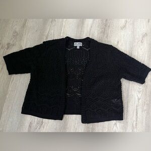 JM Collections Crochet Cardigan short sleeve sweater L